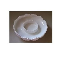 Chip ’n Dip/Candle Bowl in Hobnail-Milk Glass by Fenton