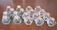 18 Vintage Heart & Hexagon Shaped Glass Bottles With Cork Tops