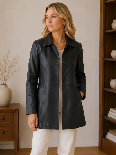 Women’s Classic Black Leather Jacket – Size XL , View more