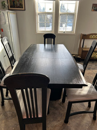 Large dining room table , 6 chairs, hutch chins cabinet ,