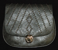 Gold Toned Studded Clutch - Handbag