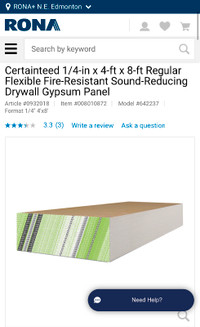 4x8 1/4 drywall panels for sale