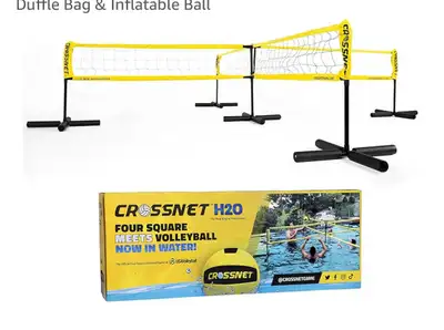 CROSSNET H2O Four Square Volleyball Net & Game Set - Volleyball Set for Water - Pool Games for All A...