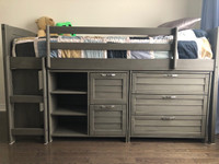Modern twin bed for kids (with 3 pieces of furniture)