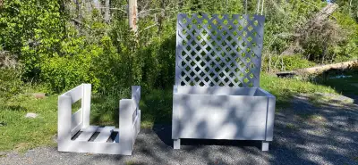 Lattice backed raised Planter and Fire pit wood box, View more