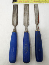 Set of 3 Vintage Marples Blue Chip Woodworking Chisels