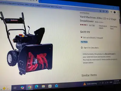 MTD 22” Electric Start 208cc Snowblower, View more