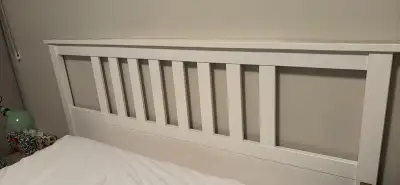 IKEA Queen size white wooden bed frame, View more