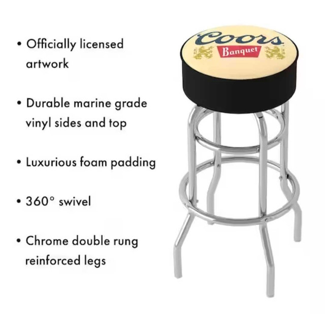 FREE DELIVERY Coors Banquet Logo Metal Bar Stool / Chair in Chairs & Recliners in Richmond - Image 4