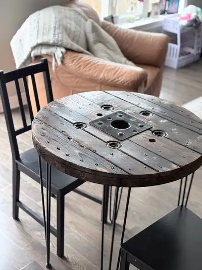 bistro table with hairpin legs, View more