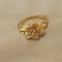 22K Gold Ring Flower Belle Bague Or 916  22 K Fleur