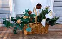 Very Nice Large Faux Plant Basket Arrangement 