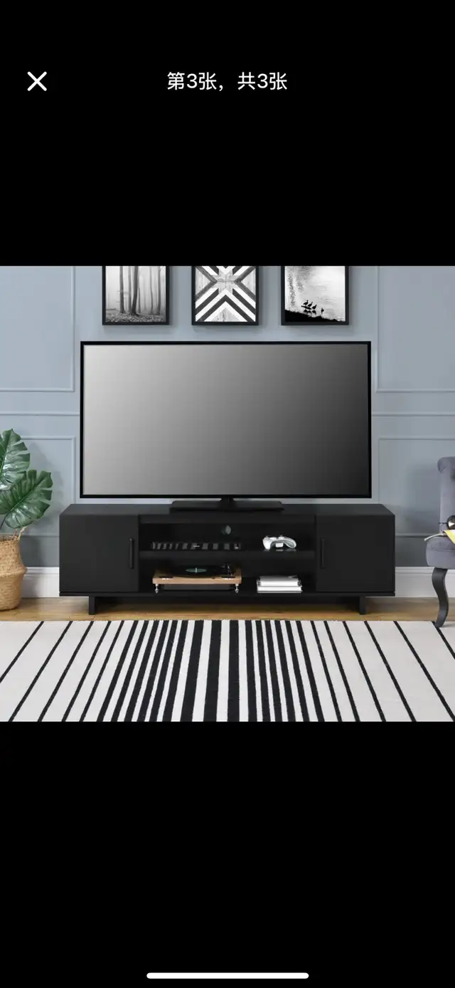 new  Home Southlander TV Stand for TVs up to 65" in Black Oak in TV Tables & Entertainment Units in City of Toronto - Image 2