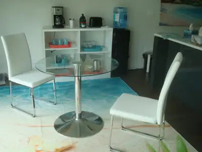 Round Glass Table and 2 chairs, View more