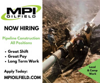 Hiring Pipeline Construction ALL Positions