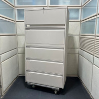 Teknion Lateral Filing Cabinet 5 Drawer Office Metal W/Key K6842