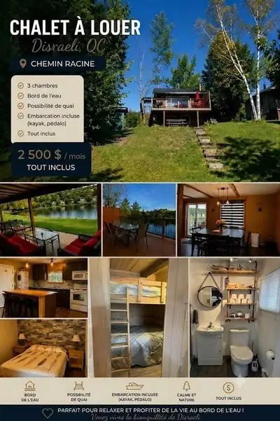 Situé sur le chemin Racine, en bordure du magnifique Lac Aylmer, ce chalet chaleureux au style moder...