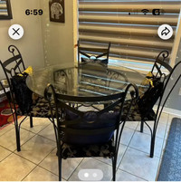 Glass Dining Table Set with 4 Chairs
