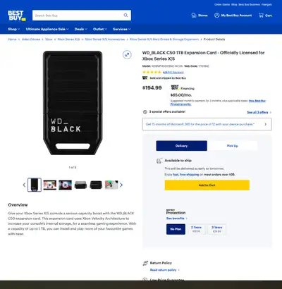 WD Black 1TB Expansion Card, View more