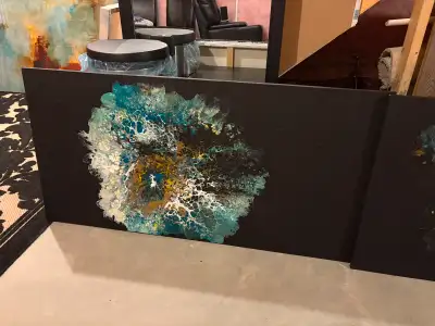 Set of 2 large original paintings on 48 x 23.5 inch canvas'.