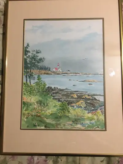 Summer lighthouse watercolour, View more