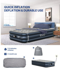iDOO Queen size Air Mattress, Inflatable Airbed with Built-in Pu