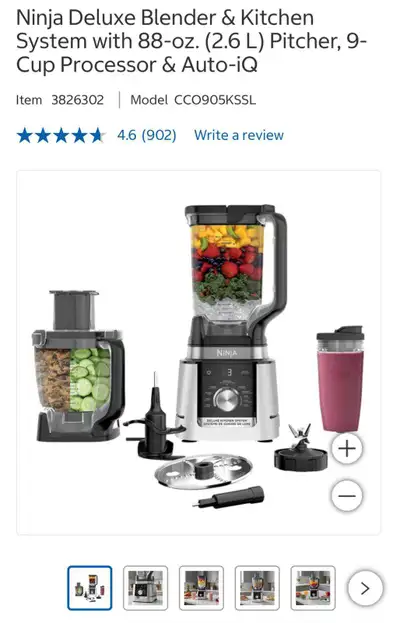 Upgrade your kitchen with the powerful Ninja Deluxe Blender & Kitchen System (Model CC0905KSSL). Inc...