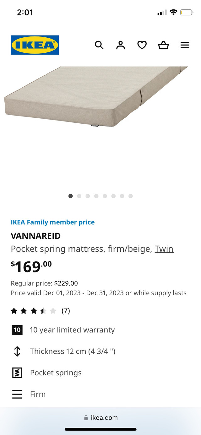 IKEA Twin Spring Mattress in Beds & Mattresses in Calgary - Image 2