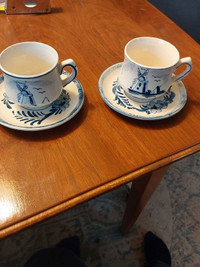Pair of Vintage / antique Delft Blue cup and saucer