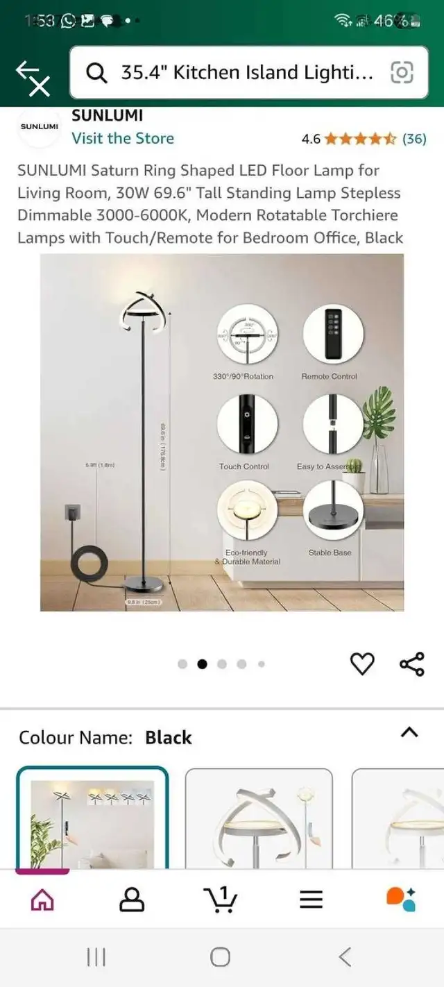 Sunlummi Floor Lamp in Indoor Lighting & Fans in Kitchener / Waterloo - Image 2