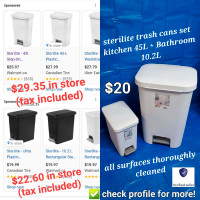 Sterilite Trash Cans Kitchen 45L+Bathroom 10.2L White
