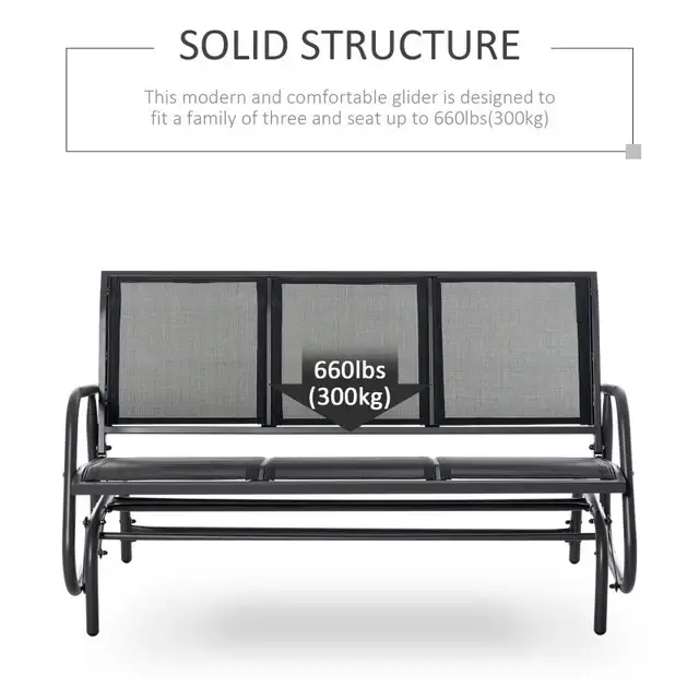 3-Seat Outdoor Glider Chair, Patio Rocking Chair, Steel Frame, in Chairs & Recliners in Markham / York Region - Image 6