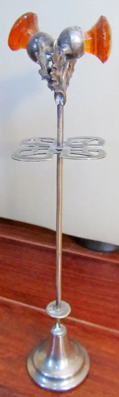 Antique Silver and Amber Hatpin Holder, View more