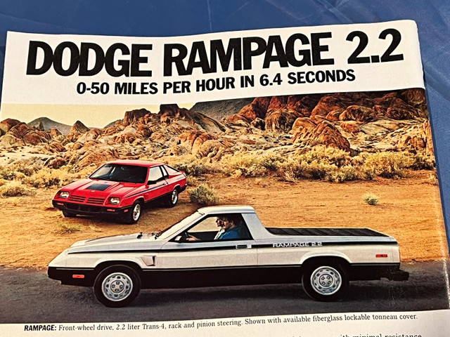 1983 Dodge Rampage 2.2 Original Ad in Arts & Collectibles in Calgary - Image 2