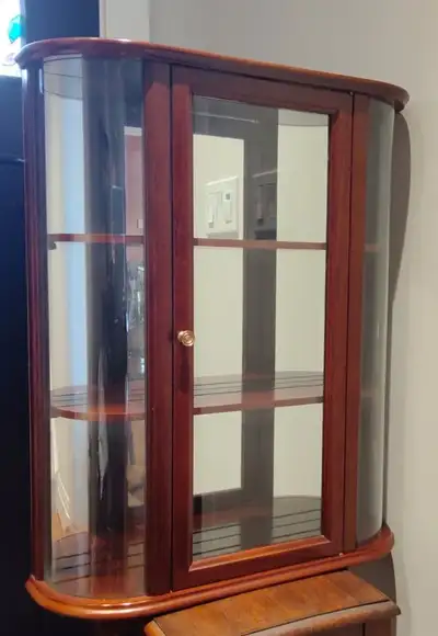 BOMBAY Company - Wall Mounted Mahogany Curio Cabinet, View more