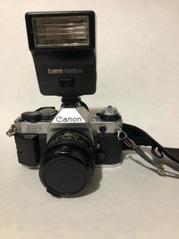 Canon AE-1 Program 35mm Film Camera and Flash