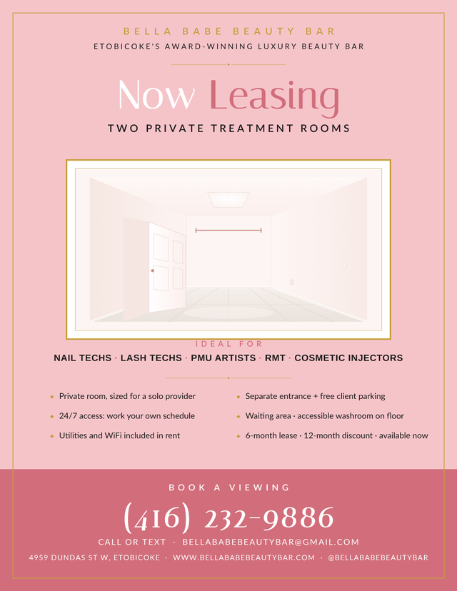 Private Treatment Room for Rent - Bella Babe Beauty Bar in Commercial & Office Space for Rent in City of Toronto - Image 2