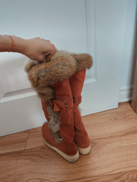 Women's Winter Boots Genuine Fur Leather Studded Buckle Platform