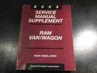 2003 Dodge Ram Van Rear Wheel Drive Wagon Shop Manual Supplement