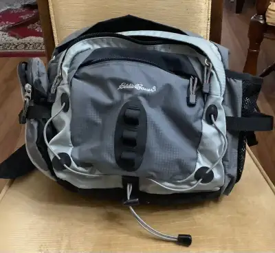 New never used. six storage areas. Can be carried 4 ways . Handle only, over the shoulder strap, fan...