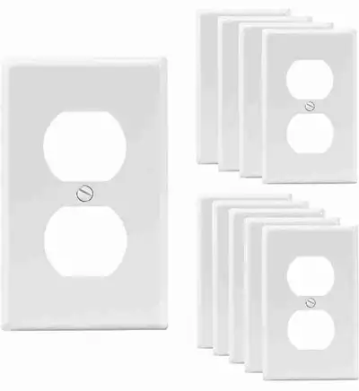 Duplex Outlet Covers Wall Plate (Standard Size (10-Pack), White), View more