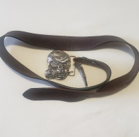 Mens Scull  leather belt buckle