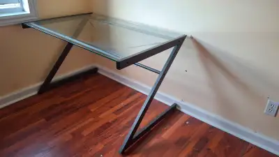 Glass and chrome desk for sale, View more