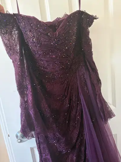 Beautiful Elegant Purple Lace Dress, View more