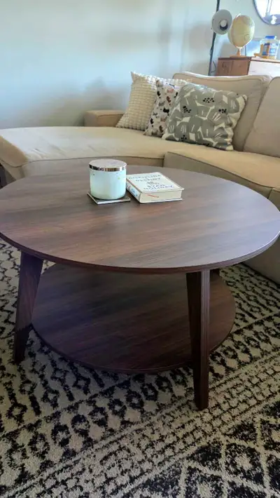 Round 2-Tier Coffee Table – Chestnut Walnut-Look Finish *new, View more