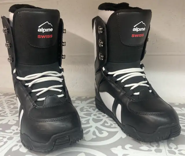Alpine Swiss Men’s Snowboard  Boots Black & White (SIZE 8) in Snowboard in City of Toronto - Image 3