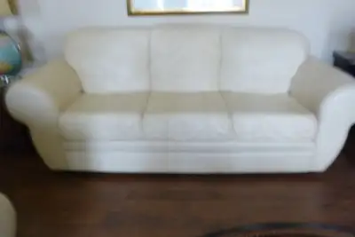 GENUINE WHITE LEATHER COUCH- 3 Seater, View more