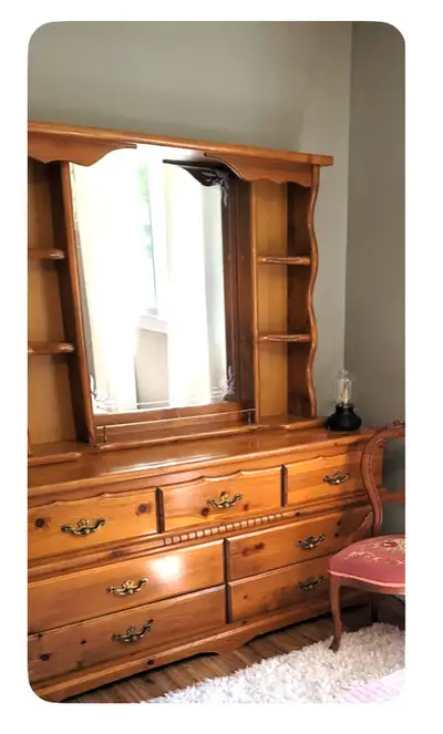 Solid naughty pine dresser, nine drawers, , View more