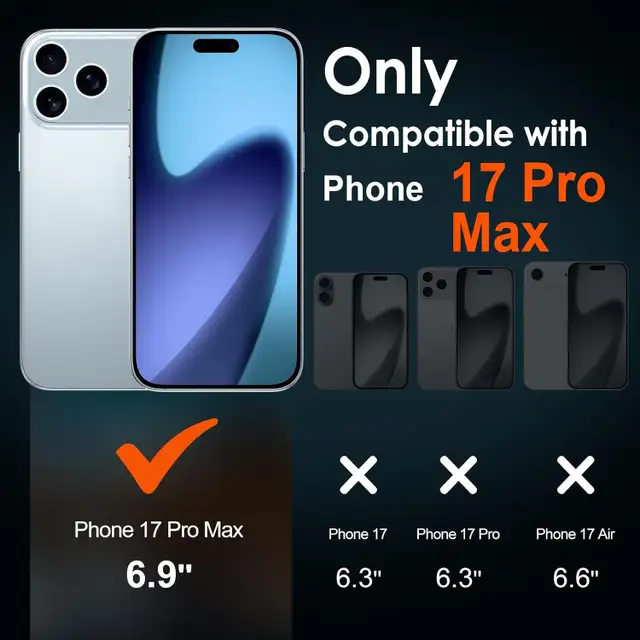 2Pack Tempered Glass for Pro Max 17 6.9-Inch 2025 Screen Protect