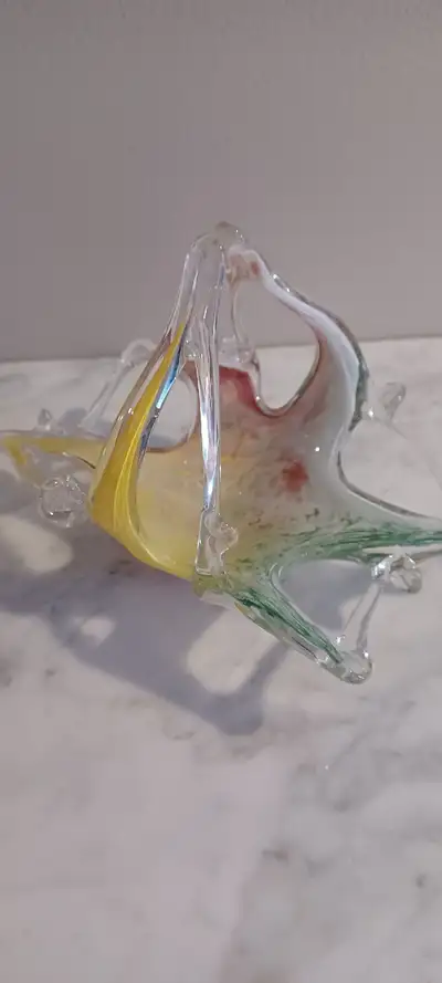Vintage Murano Centrepiece Basket Rainbow Art Stretched Glass, View more